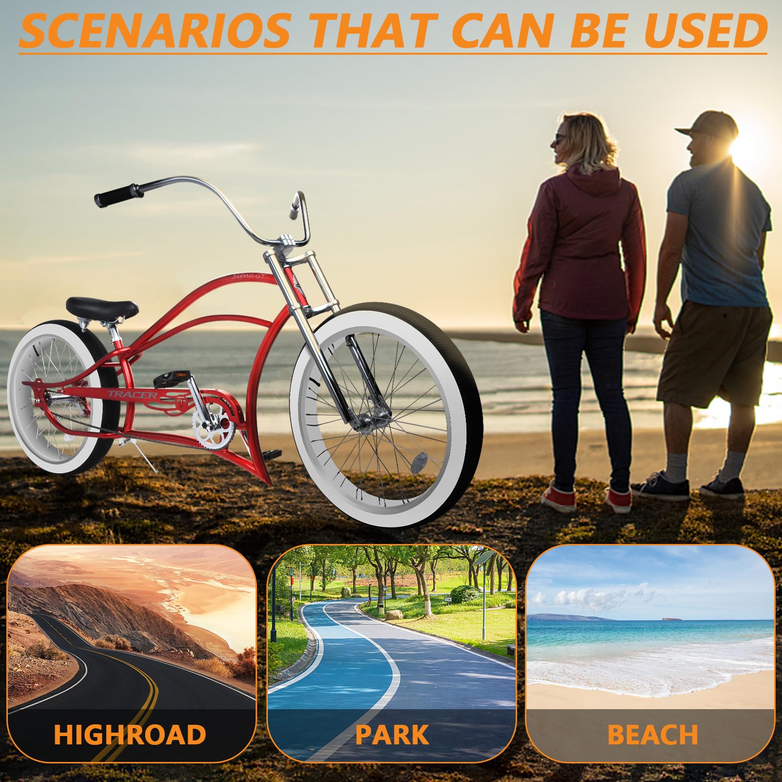 Amazon | Tracer Siena ストレッチビーチクルーザーバイク 大人用